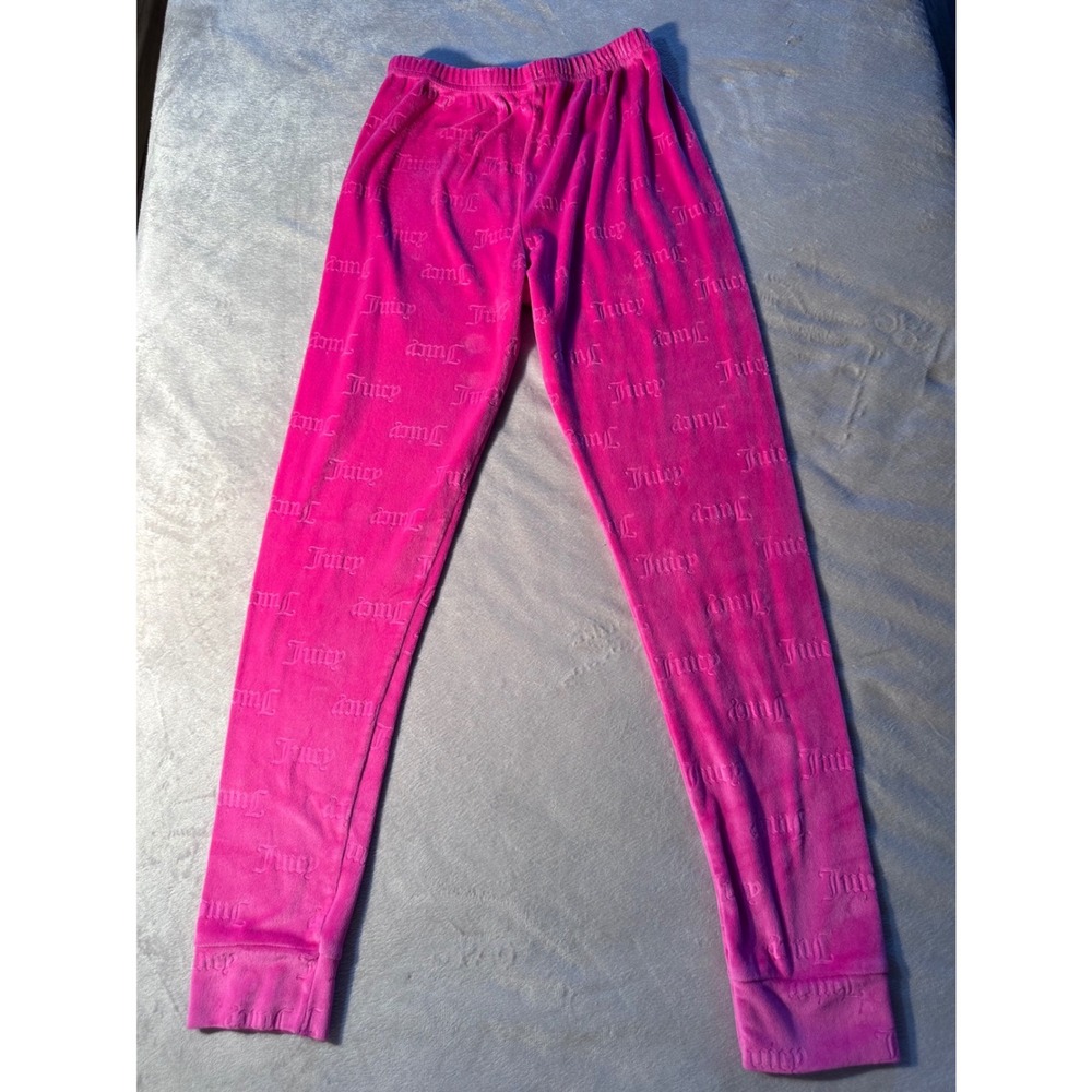 Juicy Couture Girls Hot Pink Velour Logo Pajama Pants Sleepwear Size 12 so soft